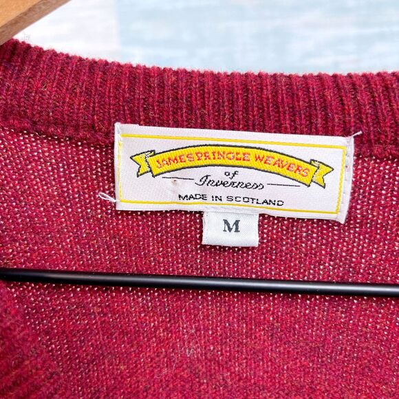 Pringle Inverness Scotland Argyle Lambswool Sweater Red Blue VTG Mens Medium - Picture 5 of 6